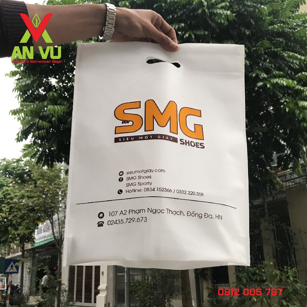 Mẫu túi vải không dệt ép nhiệt in logo SMG