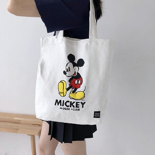 Túi vải bố cute chuột Mickey in trên túi vải màu trắng