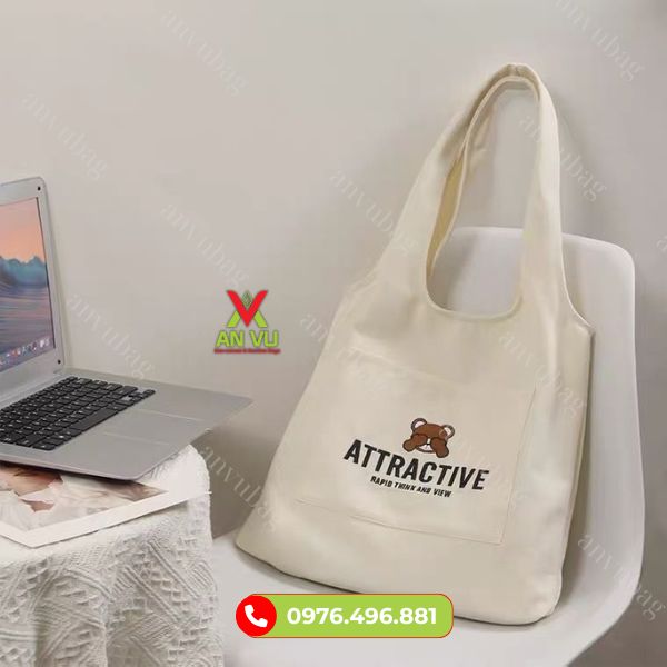 Túi canvas dáng tay nải đi học, đi chơi