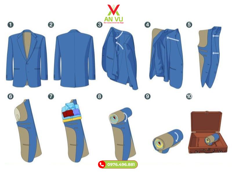 Hướng dẫn gấp áo vest dạng cuộn tròn