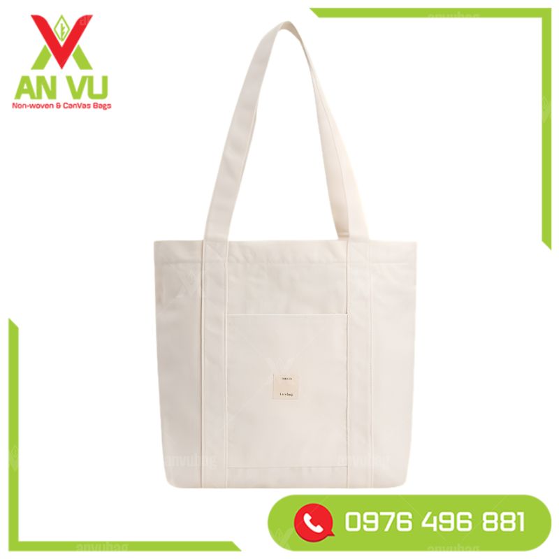 Túi vải bố trắng khổ lớn có khóa kéo tiện dụng