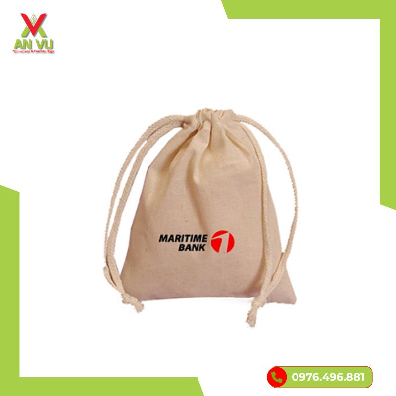 Túi vải bố dây rút – vải canvas thô tự nhiên