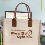 túi đay quai da phối vải canvas