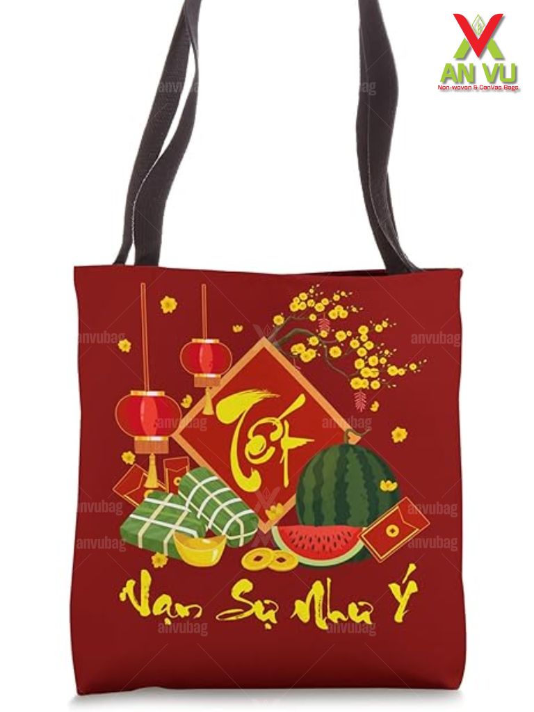Túi tote in full mặt hiệu ứng ngày tết