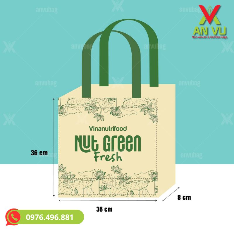 Minh họa cụ thể kích thước túi vải không dệt theo các thông số chuẩn