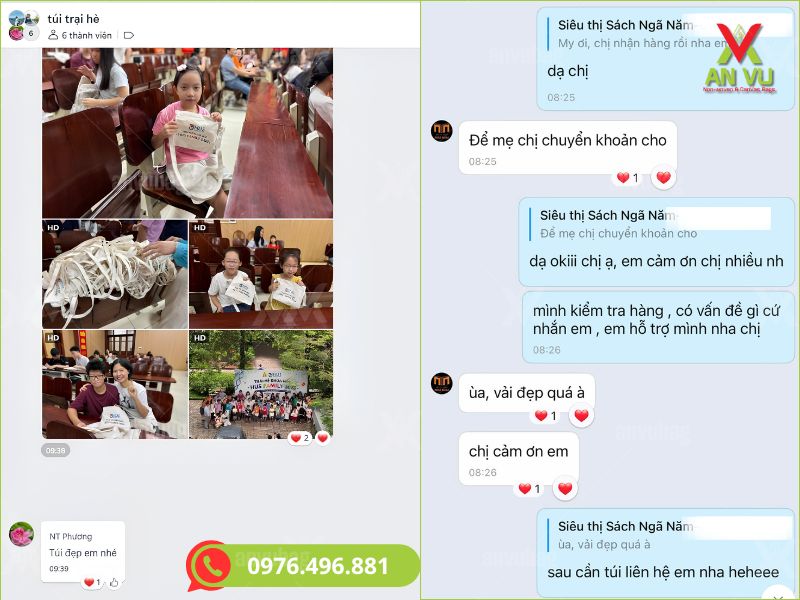 Feedback của khách hàng làm túi trại hè tặng cho các bé tham gia chương trình trại hè