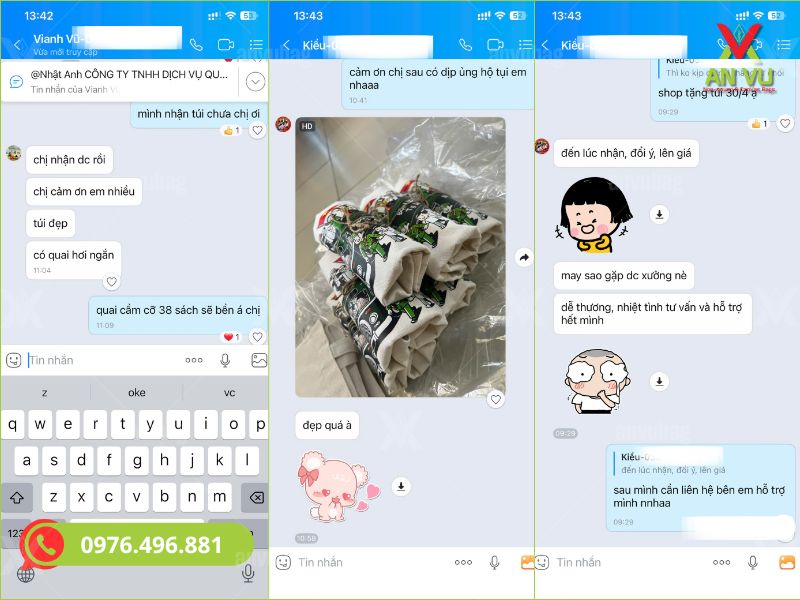 Feedback của khách hàng đã đặt sản xuất túi vải tại An Vũ