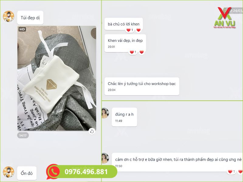 Những lời khen của khách hàng sau khi nhận túi tại An Vũ Bag