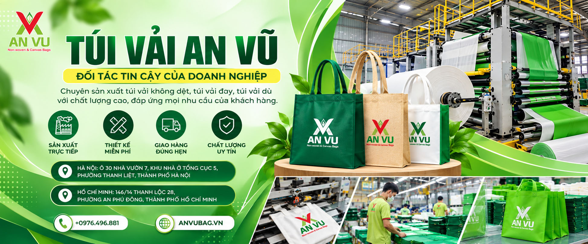 Túi vải An Vũ - Chuyên may túi vải, in túi vải theo yêu cầu - Banner 3