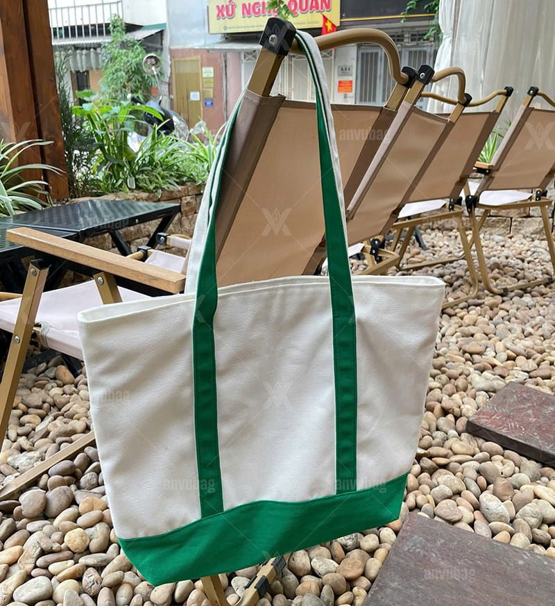 Túi vải canvas phối dây xanh